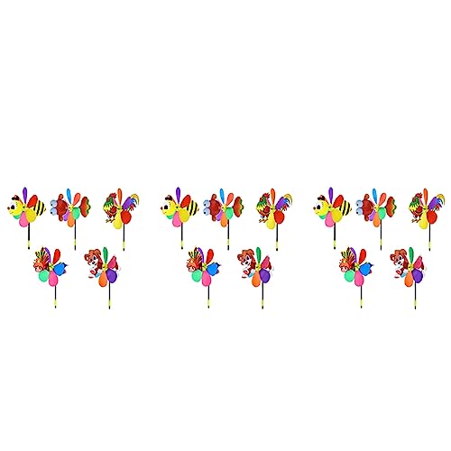 Eioeeklop 15 Stück Windmühlen Wind Spinner 3D Tier Windrad Garten Ornament für Draussen Garten Rasen Terrasse und Party von Eioeeklop