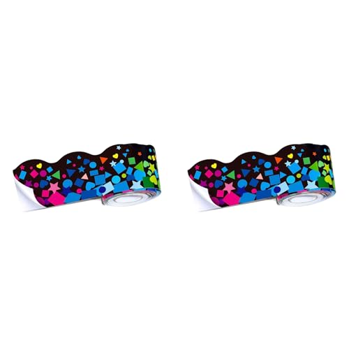 Eioeeklop 2 Rolle 59 Fuß Selbstklebende Pinnwandränder, Gewellte Konfetti-Randaufkleber für die Dekoration im Schulklassenzimmer von Eioeeklop