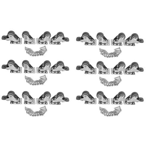 Eioeeklop 24 Pack 1 Low Profile Rollen Soft Rubber Lenkrolle mit 360-Grad-Deckplatte 100 Lb GesamtkapazitäT für 24Er-Set (12 mit Bremsen und 12 Ohne) von Eioeeklop