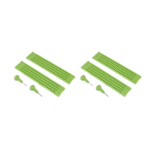 Eioeeklop 2X 4 Zeilen 28 Zellen Braille Schiefer Braille Schreib Schiefer Kunststoff Braille Schiefer Kit, Grün (2) von Eioeeklop