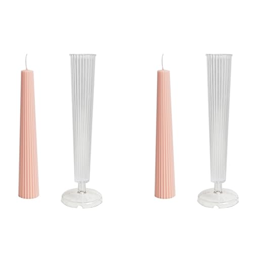 Eioeeklop 2X Gestreifte Lange Stabsäule Aromatherapie-Kerzenform-Set, PC-Kunststoff-Acrylform, DIY Handgefertigtes Kirchenkerzenherstellungswerkzeug von Eioeeklop