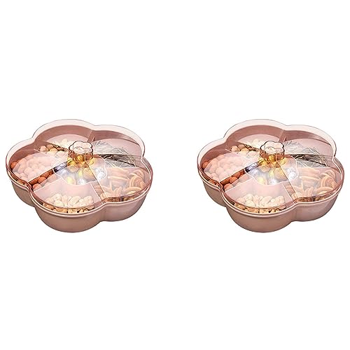 Eioeeklop 2X Snack Aufbewahrungs Box, Blumen Form Snack Tablett mit Deckel, Nuss Bonbon Aufbewahrungs Box für Lebensmittel, Obst Box Trocken Obst Behälter, Rosa von Eioeeklop