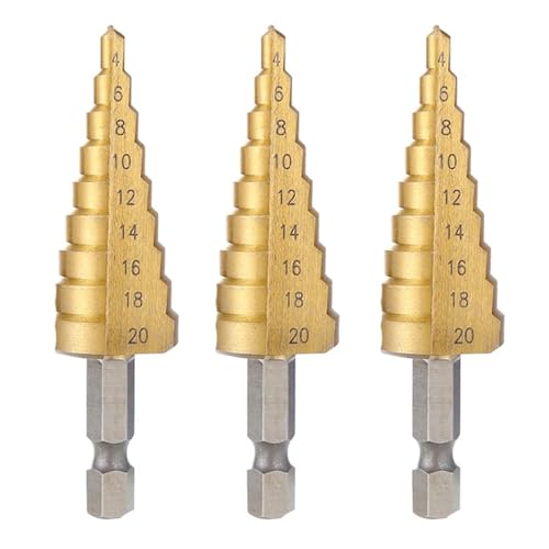 Eioeeklop 3Stück 4-20 mm HSS Stufenbohrer mit Gerader Nut, für und Metall, Lochschneider, Kernbohrer, Pagodenbohrer von Eioeeklop