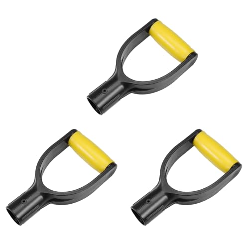 Eioeeklop 3X Kunststoff-Spatenstiel, Schaufel-D-, 32 mm Innendurchmesser, Schneeschaufelgriff, Schneeschaufel-Graben (Gelb) von Eioeeklop