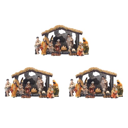 Eioeeklop 3X Weihnachten Krippe Krippe Gruppe Szene Dekoration Geschenk Box Weihnachten Geschenk Harz von Eioeeklop