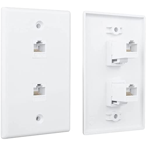 Eioeeklop 4 Packung 2 Anschlüsse Ethernet Wandplatte, Cat6 Buchse Auf Buchse, RJ45 Inline Koppler, Wandsteckdose, von Eioeeklop