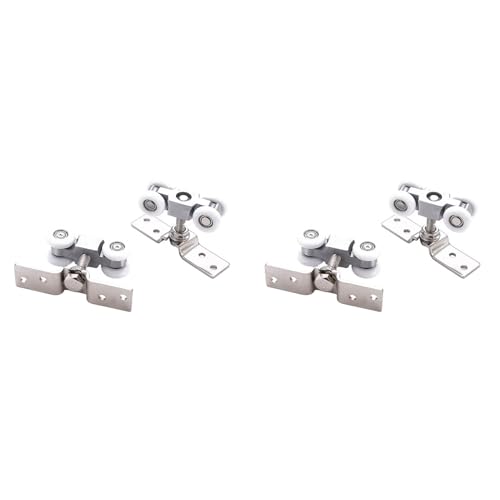 Eioeeklop 4X Rollenbeschläge für Schiebetüren, Schiebetürrolle, 4-Rad-Glastür-Hängeschienenrolle, Leises Nylonrad von Eioeeklop