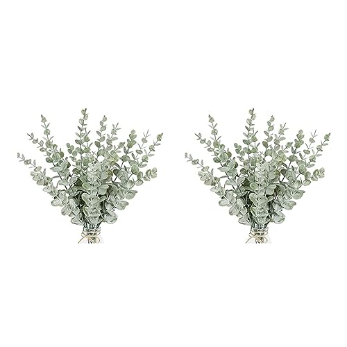 Eioeeklop 72 Stück mit Eukalyptus Stängel, Künstliche Eukalyptus Blatt Stiele, Wahres Grün Berühren Blatt Zweige von Eioeeklop