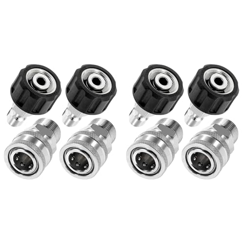 Eioeeklop 8-Teiliges Hochdruckreiniger-Adapter-Set, Schnellverbindungssatz, Metrisches Anschlussstück M22 14 mm auf M22, Edelstahl Eioeeklop 8-Teiliges Hochdruckreiniger-Adapter-Set, Schnellverbindungssatz, Metrisches Anschlussstück M22 14 mm auf M22, Edelstahl von Eioeeklop