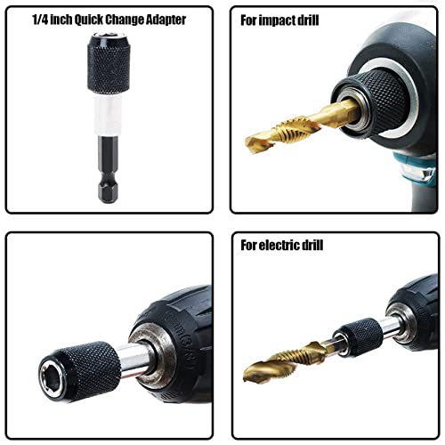 Eioeeklop Titanfarbe Kombination Bohrer Bit Satz 26 Stücke SAE und Metrischen Tap Bits Kit für Schrauben Gewinde Bohren Tapping Entgrat- von Eioeeklop