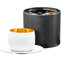 Eisch Germany Cappuccinotasse "COSMO PURE WHITE", (Set, 2 tlg., Cappuccinoglas mit Untertasse im Geschenkkarton), mit Echtgold-Veredelung, 300 ml, Made in Germany von Eisch Germany