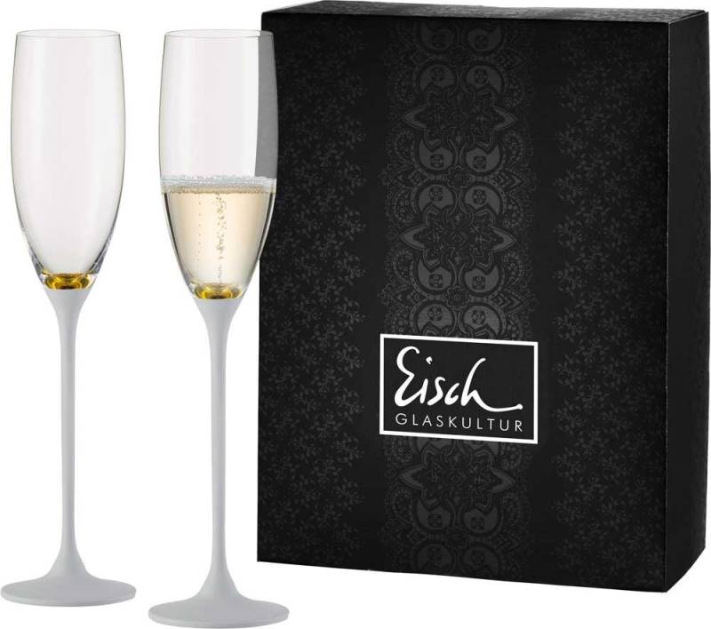Eisch Germany Champagnerglas 2er Set Exclusive 500/79 gold/weiß, Kristallglas von Eisch Germany