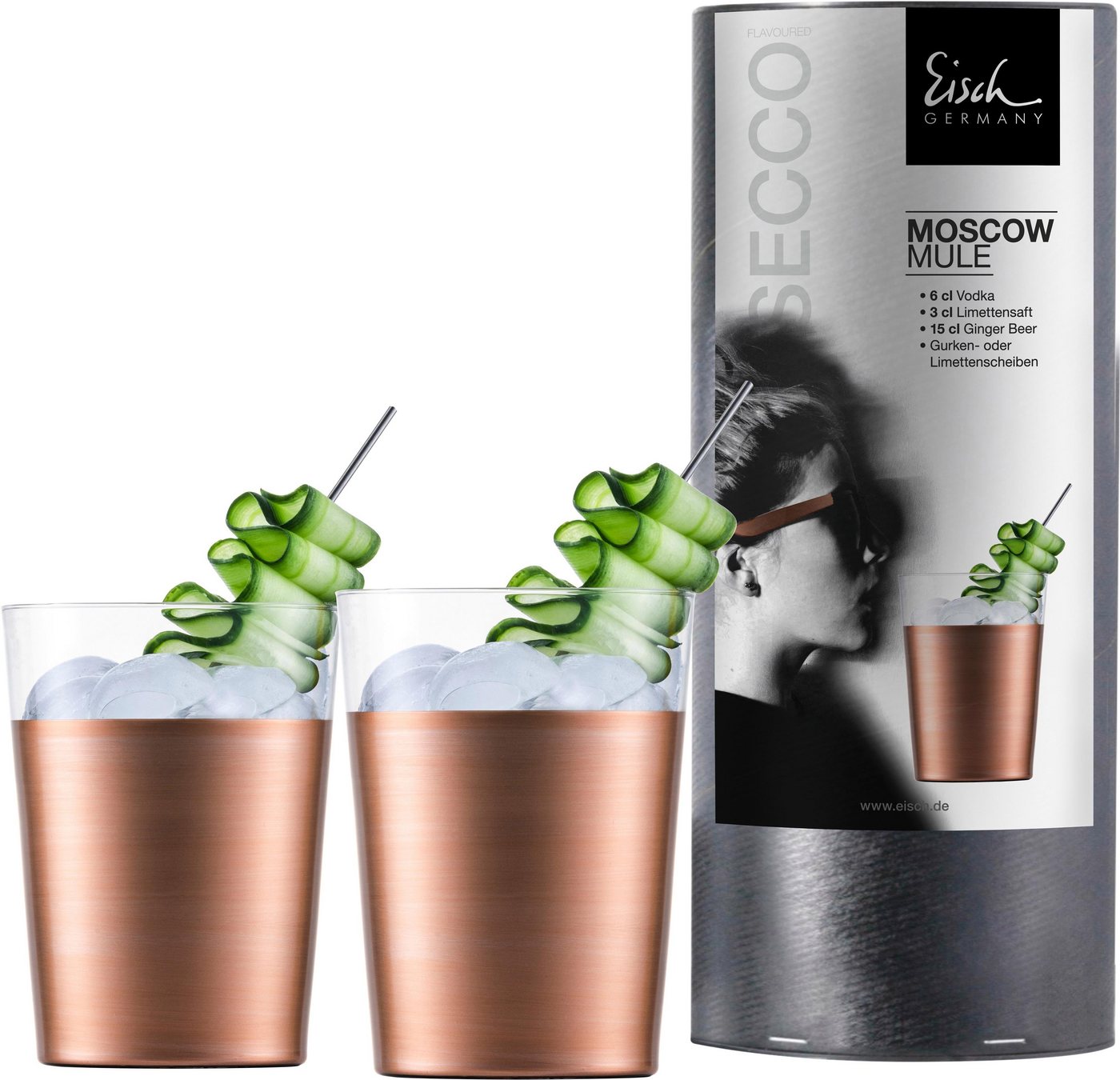 Eisch Cocktailglas Secco Flavoured Moscow Mule, Kristallglas, bleifrei, 550 ml, 2-teilig von Eisch