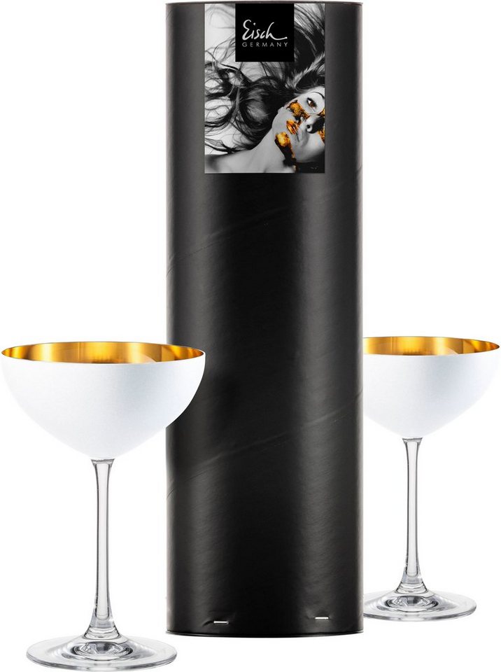 Eisch Germany Dessertschale COSMO PURE WHITE, Kristallglas, (Set, 2-tlg), in Handarbeit mit 24karätigem Gold veredelt, Stein-Look versiegelt von Eisch Germany