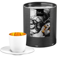 Eisch Germany Espressoglas "COSMO PURE WHITE, Made in Germany, 100 ml", (Set, 2 tlg., Espressoglas mit Untertasse im Geschenkkarton), mit 24karätigem Gold veredelt und in reinweißem Stein-Look versiegelt von Eisch Germany