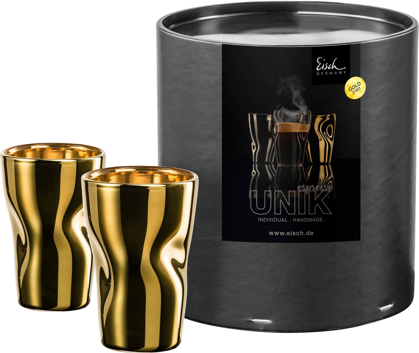 Eisch Germany Espressoglas UNIK, Borosilikatglas, Espressoglas, veredelt mit Echtgold, 2-teilig, 100 ml von Eisch Germany