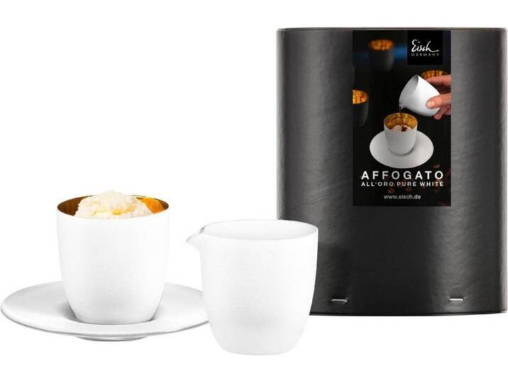 Eisch Germany Espressoglas COSMO PURE WHITE, Kristallglas, in Handarbeit mit 24karätigem Gold veredelt, 100 ml, Made in Germany, weiß von Eisch