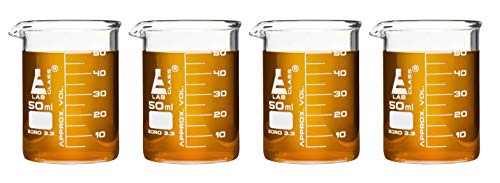 Schnapsgläser von Eisco, Laborglas-Form, 4 Stück, hochwertiges Borosilikatglas von Eisco