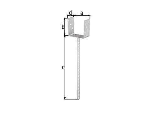 U - Pfostenträger 101 x 100 mm - zum einbetonieren mit Dolle extra lang 400 mm von EisenRon