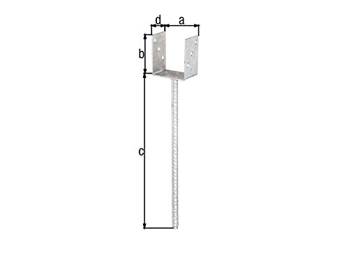 U - Pfostenträger 91 x 100 mm - zum einbetonieren mit Dolle extra lang 400 mm von EisenRon