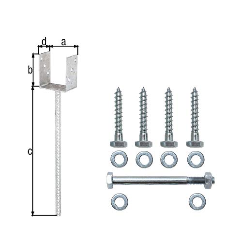 U - Pfostenträger Set 101 x 100 mm mit Dolle 400 mm incl. Befestigungsschrauben von EisenRon