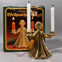 Kerzenleuchter Kleiner Engel 23, 9 Karat Vergoldet 1960Er 1970Er Vintage Weihnachten von EisenhoferAntik