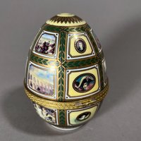 Limoges Ei Im Faberge Stil Napoleon Bonaparte Antike Gemälde Dose Purpur Goldene Montierung Aufklappbar von EisenhoferAntik