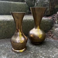 Paar Vintage Vasen Home Dekor Mid Century Brass Brutalist von EisenhoferAntik