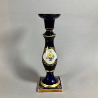 Porzellan Kerzenleuchter Kobalt 18 K Gold Blumen Vintage Von Lindner Küps Porzellan Kerzenleuchter Kobalt 18 K Gold Blumen Vintage Von Lindner Küps von EisenhoferAntik