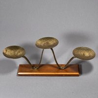 Vintage Kerzenleuchter Messing Holz Hammerschlag 50S 60S Ddr Brutalist Auch Für Weihanchten von EisenhoferAntik