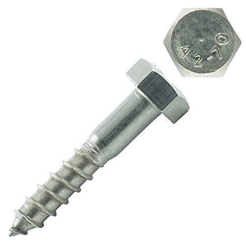 Eisenwaren2000 - Sechskant-Holzschrauben - 6 x 25 mm (20 Stück) - Schlüsselschrauben mit Schaft - Sechskantschrauben - Wiener Schrauben - Edelstahl-Schrauben VA A2 V2A - DIN 571 von Eisenwaren2000