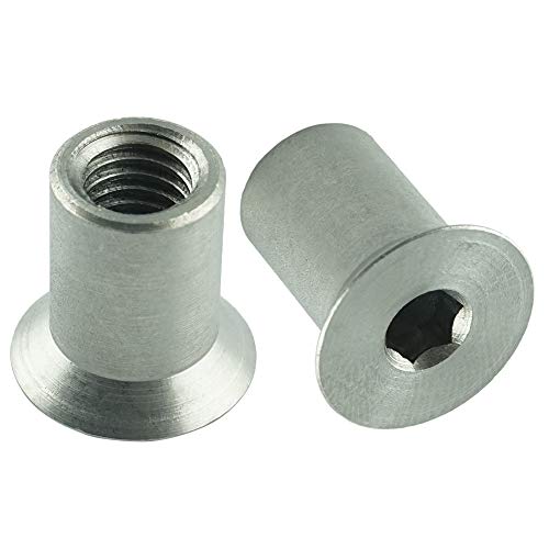 Eisenwaren2000 | M10 x 20 mm Hülsenmuttern mit Senkkopf und Innensechskant (40 Stück) - Edelstahl A1 1.4305 - rostfrei von Eisenwaren2000