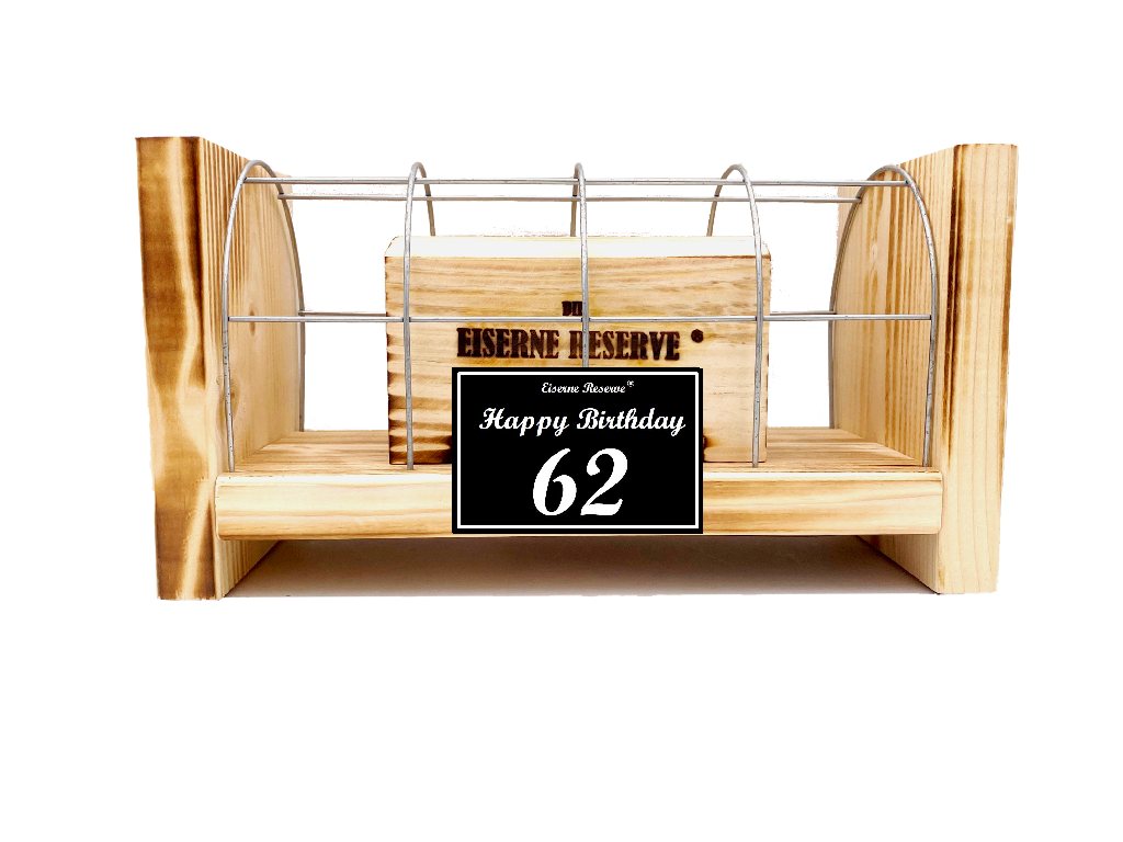 Eiserne Reserve® Geschenkbox 62 Happy Birthday - Eiserne Reserve Gitterbox Geldgeschenk 62. Geburts von Eiserne Reserve®