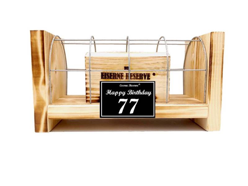Eiserne Reserve® Geschenkbox 77 Happy Birthday - Eiserne Reserve Gitterbox Geldgeschenk 77. Geburts von Eiserne Reserve®