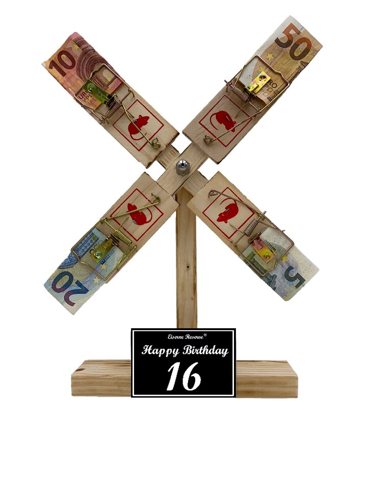 Eiserne Reserve® Geschenkbox Happy Birthday 16 Geburtstag - Eiserne Reserve Windmühle - Geldgesche von Eiserne Reserve®