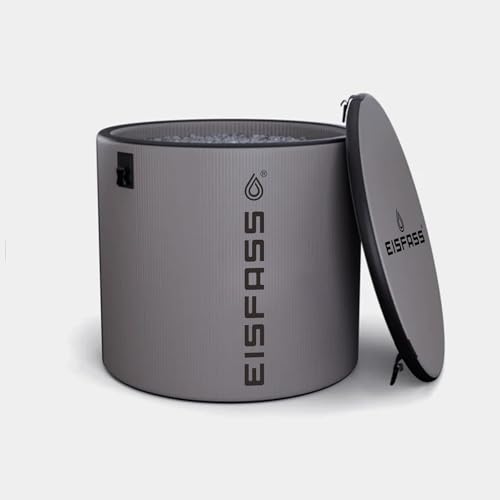 Eisfass Air mini grau extra Isolierung (90 cm Ø x 75 cm ⇡) Eistonne zum Eisbad ca. 350 Liter Eistonne Kältetherapie Regeneration nach dem Sport Eisbaden von Eisfass