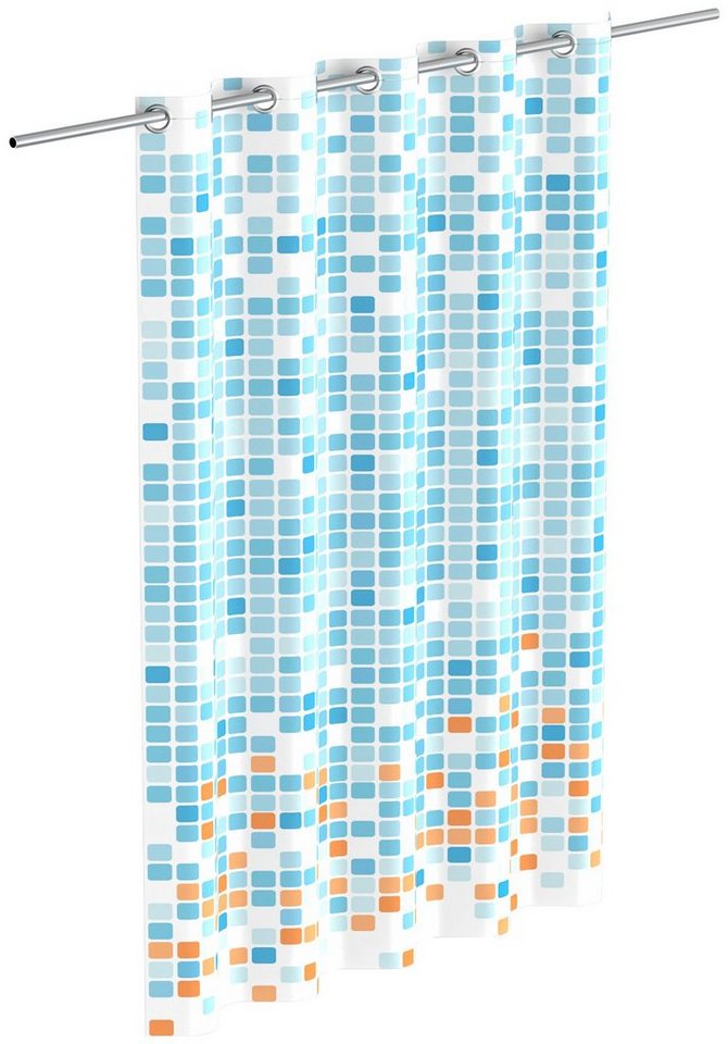 Eisl Duschvorhang Mosaik GRAU Breite 180 cm, waschbarer Antischimmel Vorhang (Höhe 200 cm), graues Mosaik-Design von Eisl