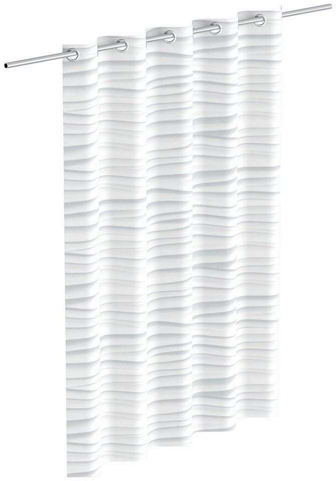 Eisl Duschvorhang White Wave Breite 180 cm, waschbarer Antischimmel Textil Vorhang (Höhe 200 cm) von Eisl