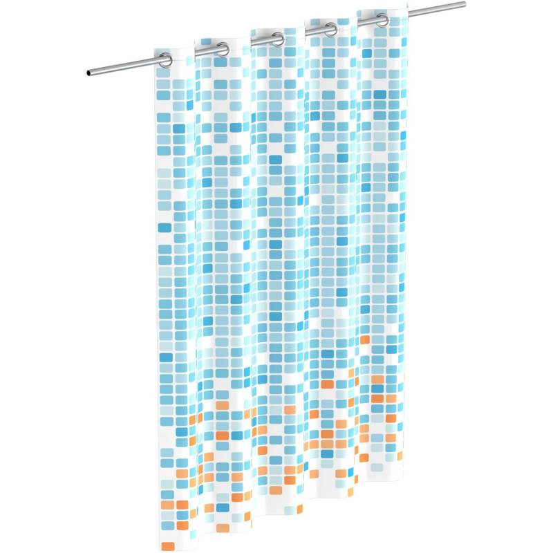 Eisl Textil Duschvorhang mit Motiv Mosaik Blau-Orange 180 cm x 200 cm Waschbar von Eisl