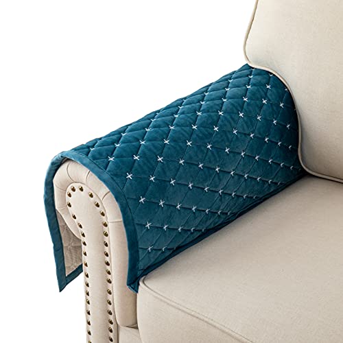 Eismodra Armlehnenbezüge,Armlehnenschoner,Anti-Rutsch- Armkappen für L Form Sofaschoner Chaiselongue ecksofa 2 Sitzer Schonbezüge Wohnzimmer Sessel Hunde Haustiere,Blau,70x70cm(nur 1 Stück) von Eismodra