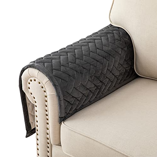 Eismodra Armlehnenbezüge,Armlehnenschoner,Anti-Rutsch- Armkappen für L Form Sofaschoner Chaiselongue ecksofa 2 Sitzer Schonbezüge Wohnzimmer Sessel Hunde Haustiere,Dunkelgrau,70x70cm(nur 1 Stück) von Eismodra