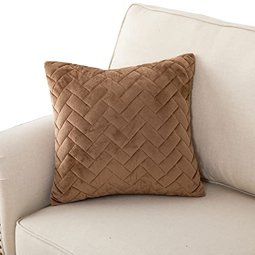 Eismodra Dekokissen,Sofabezug 3 Sitzer,Anti-Rutsch-Couch Überzug für L Form Sofaschoner Chaiselongue Ecksofa 2 Sitzer Schonbezüge Wohnzimmer Sessel Hunde Haustiere,Braun,45x45cm(nur 1 Stück) von Eismodra