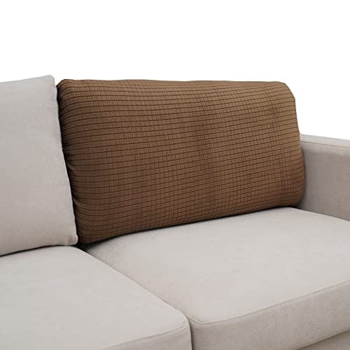 Eismodra Rückenlehne Überzug,Sofabezug 3 Sitzer,Stretch Sitzkissenbezug,Couch Überwurfdecke Sofaschoner Sofaüberwurf,Elastischer Bezug Cover für L Form,Hellbraun,Rückenkissen(1 Stück) von Eismodra