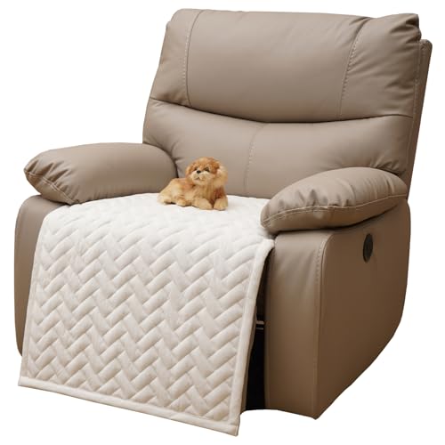 Eismodra Sesselschoner,Sesselbezug für Relaxsessel,Anti-Rutsch Sessel Überzug,Sesselüberwurf Sofa Schoner Bezug mit Armlehne Sesselüberzug für Fernsehsessel Haustiere (Cremeweiß, 1 Stück 60x100cm) von Eismodra