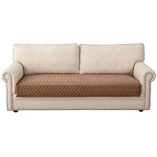 Eismodra Sofa Überzug,Sofabezug 3 Sitzer,Anti-Rutsch-Couch Überzug für L Form Sofaschoner Chaiselongue Ecksofa 2 Sitzer Schonbezüge Wohnzimmer Sessel Hunde Haustiere,Braun,110x210cm(nur 1 Stück) von Eismodra