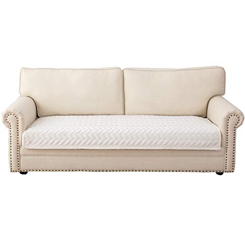 Eismodra Sofa Überzug,Sofabezug 3 Sitzer,Anti-Rutsch-Couch Überzug für L Form Sofaschoner Chaiselongue Ecksofa 2 Sitzer Schonbezüge Wohnzimmer Sessel Hunde Haustiere,Weiß,110x160cm(nur 1 Stück) von Eismodra