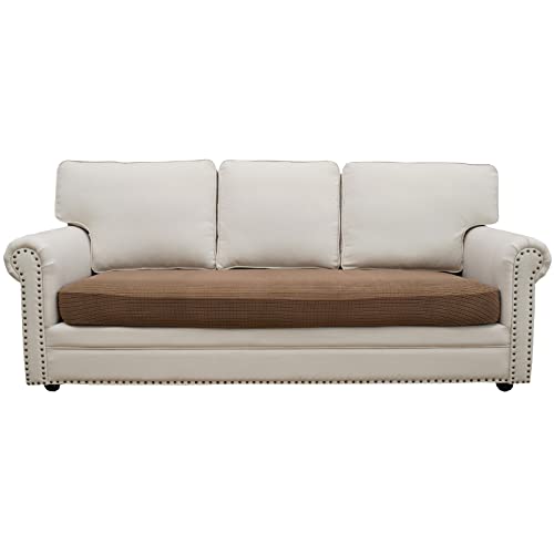 Eismodra Sofabezug,Sofa Überzug 3 Sitzer,Stretch Sitzkissenbezug,Couch Überwurfdecke Sofaschoner Sofaüberwurf,Elastischer Bezug Cover für L Form,Hellbraun,Länge 165-200cm(1 Stück) von Eismodra