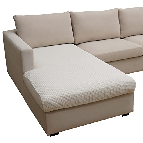 Eismodra Sofabezug L Form,Sofa Überzug 3 Sitzer,Stretch Sitzkissenbezug,Couch Überwurfdecke Sofaschoner Sofaüberwurf,Elastischer Bezug Cover für L-Form,Cremeweiß,Chaiselongue(1 Stück) von Eismodra