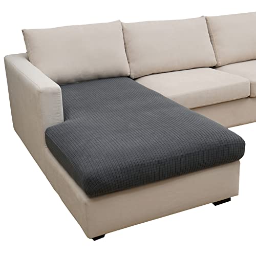 Eismodra Sofabezug L Form,Sofa Überzug 3 Sitzer,Stretch Sitzkissenbezug,Couch Überwurfdecke Sofaschoner Sofaüberwurf,Elastischer Bezug Cover für L-Form,Dunkelgrau,Chaiselongue(1 Stück) von Eismodra