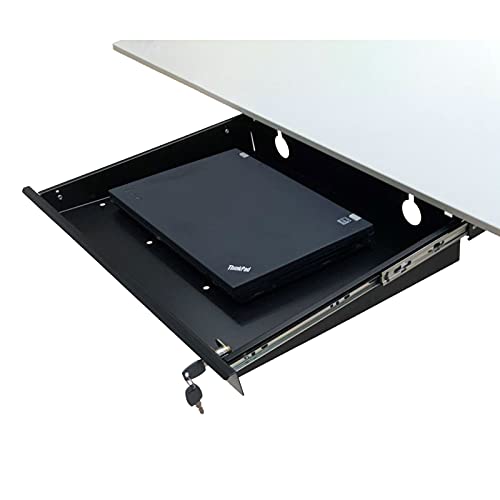 EISNHAUER® Laptop Unterbau-Schublade abschließbar, zur Montage unter den Schreibtisch, ca. 60 x 40 x 10 cm, schwarz von Eisnhauer